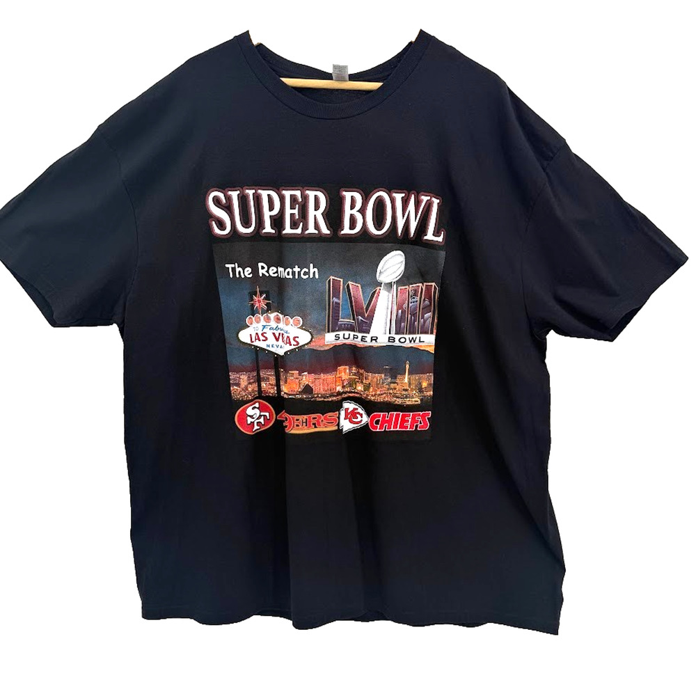 49ers Chiefs Super Bowl LVIII T Shirt 3XL Las Vegas The Rematch 2024 Gildan